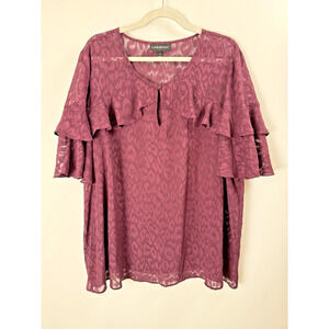 Torrid Dark Feminine Whimsygoth Leopard Witchy Fairy Grunge Flounce Sheer Top